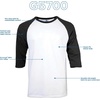 image:imageGildan Mens Heavy Cotton 34 Raglan Tshirt Style G5700 2packWhiteBlack