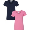 image:imageGildan Womens Heavy Cotton VNeck TShirt 2Pack1 Navy  1 Azalea