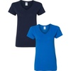 image:imageGildan Womens Heavy Cotton VNeck TShirt 2Pack1 Navy  1 Royal