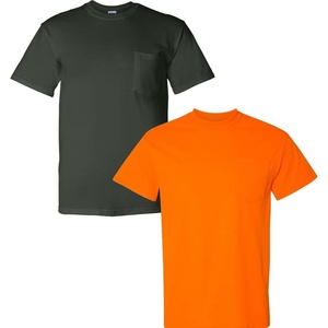 image:imageGildan Adult Ultra Cotton TShirt with Pocket Style G2300 2Pack1 Forest Green  1 Safety Orange