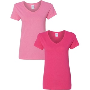image:imageGildan Womens Heavy Cotton VNeck TShirt 2Pack1 Azalea  1 Heliconia