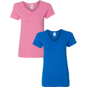 image:imageGildan Womens Heavy Cotton VNeck TShirt 2Pack1 Azalea  1 Royal