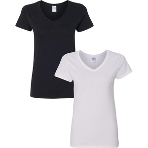 image:imageGildan Womens Heavy Cotton VNeck TShirt 2Pack1 Black  1 White
