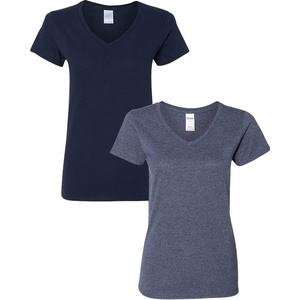 image:imageGildan Womens Heavy Cotton VNeck TShirt 2Pack1 Navy  1 Heather Navy