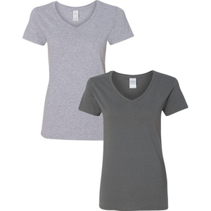 image:imageGildan Womens Heavy Cotton VNeck TShirt 2Pack1 Sport Grey  1 Charcoal