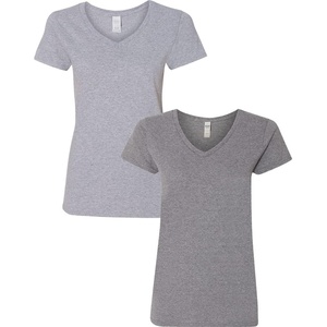 image:imageGildan Womens Heavy Cotton VNeck TShirt 2Pack1 Sport Grey  1 Graphite Heather