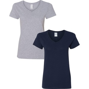 image:imageGildan Womens Heavy Cotton VNeck TShirt 2Pack1 Sport Grey  1 Navy