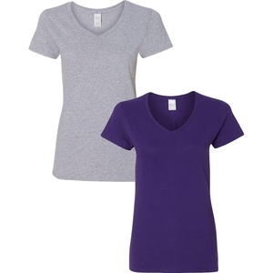 image:imageGildan Womens Heavy Cotton VNeck TShirt 2Pack1 Sport Grey  1 Purple