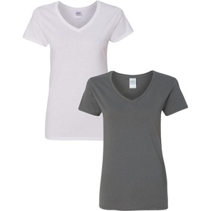 image:imageGildan Womens Heavy Cotton VNeck TShirt 2Pack1 White  1 Charcoal