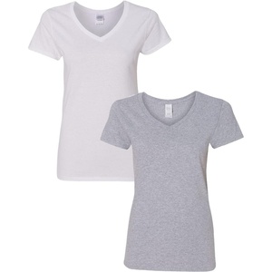 image:imageGildan Womens Heavy Cotton VNeck TShirt 2Pack1 White  1 Sport Grey