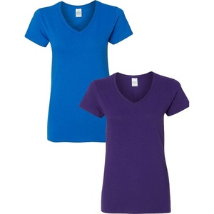 image:imageGildan Womens Heavy Cotton VNeck TShirt 2PackRoyalPurple