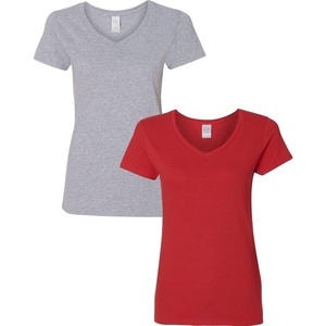 image:imageGildan Womens Heavy Cotton VNeck TShirt 2PackSportgrayred